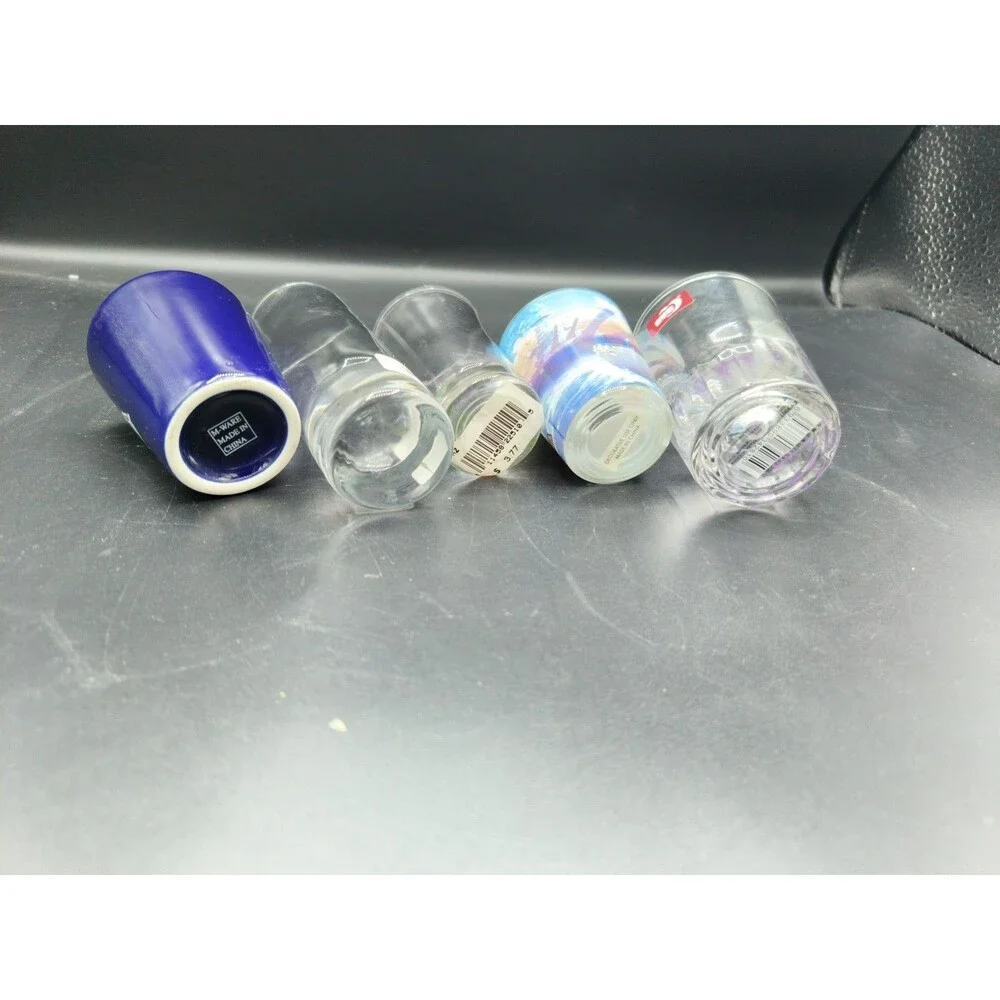 Lot of 5 Military Shot Glasses Navy USS Battleship Airborne Air Force Fort Drum